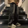 Jeans da uomo Stelle della moda Asciugamano Ricamo Pantaloni larghi da uomo Y2k Abbigliamento Pantaloni dritti in cotone Hip Hop Pantalon da uomo