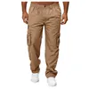 Men's Pants Drawstring Casual Fashion Skinny Sports Cargo Trousers Daily Solid All-match Small Leg With Pockets