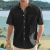 Men's Casual Shirts Men Button-down Shirt Beach Vacation Stylish Lapel Collar Summer Breathable Business Top For Office