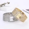 Wristwatches Simple Square Gold Ladies Watch Fashion Classic Alloy Diamond Bracelet Silver Scale Dial Quartz Reloje