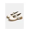 Casual Shoes Spring Preppy Style Women's Flats Mary Jane Buckle Strap Shallow Mouth Low Heels Round Toe Split Leather OULYYYOGO