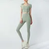 Lu Align Align Lu Lemon Спортивные женские брюки для йоги с короткими рукавами Противоударная футболка с высокой талией Бег Fiess Спортивный костюм 2024 Gym Jo