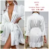 Ropa de dormir de las mujeres Volantes Albornoz Boda Novia Dama de honor Robe Verano Imitación Seda Kimon Vestido Yukata Camisón