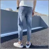 2024 neue elastische und herbstliche Stil helle farbige verkürzte Jeans für Männer gerades Bein Frühling Slim Fit Freizeithosen