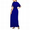 Casual Dresses Plus Size Women's Dress Chiffon Train Sexig V Neck Kort ärm Löst långvarig bälte Midja formellt tillfälle
