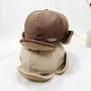 Ball Caps Winter Fluffy Baseball Cap Men Outdoor Cycling Ear Protection Fleece Lining Warmth Peaked Casual Fashion Bomber Hats Male
