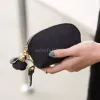 Custodia per organizer per monete in pelle PU in velluto per porta carte d'identità da donna Porta carte con cerniera per chiavi Borsa con pochette con ciondolo floreale