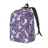 Backpack Kawaii Axolotl Lilac Unisex Polyester Travel Backpacks Print Streetwear High School Bags Rucksack Christmas Gift