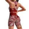 Aktiv-Sets, Polynesian Activewear, eng anliegendes Yoga-Oberteil, Shorts, ärmelloses Set für Damen, individuelles sportliches Temperament