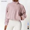 Lu Jacket Align Coat Hoody Yoga Top Women Gym Crop Tops Winter Outdoor Running Fiess Warm Fleece Lipper Lamb Sports Coat Activewear Long