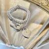 Original brand TFF Diamond Heart Double Layer Pearl Ball Bracelet Wrapped Bead