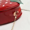 Korean Fashion Strawberry Crossbody Shoulder Bag PU Leather Outside Toiletry Storage Bag for Girls Coin Money Holder Handbags