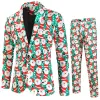 Costumes Noël 3D impression hommes 2 pièces ensemble Blazer veste + pantalon un bouton Costumes de noël Costumes grande taille fête Ternos Para Hombre