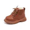 Boots Autumn Winter Kids Short For Boys Britain Style Fashion Barn Girls Läder Toddler Shoes 2024 Casual Retro