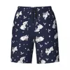 Men's Shorts Swimsuits White Print Board Summer Cute Hawaii Short Pants Male Sports Surf Breathable Swim Trunks