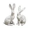 2 sztuki dekoracje ogrodowe Rabbit Statues Home rzemiosło wiejskie ozdoby stacjonarne do krajobrazu biurowego w pomieszczeniu sypialnia na zewnątrz 240312