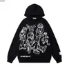 Linjefigur tryckt hoodie för pojkar med high street trendig designkänsla nisch lös höst och vinter pullover em44