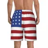 Herren-Shorts, amerikanische Flagge, Fitnessstudio, Sommer, patriotische Sterne, Streifen, Trittbrett, kurze Hosen, Vintage-Badehose in Übergröße