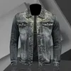 Veste en jean rétro pour hommes, veste de moto à revers brodé, tendance, ample, décontractée, polyvalente, vêtements pour hommes 240314