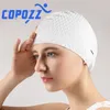 Summer Pure Color Particle Swimming Cap High Elastic Silicone Waterproof Ears Protection Swim Pool Hat For Män Kvinnor Vuxna 240304