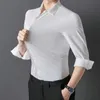 Camicia da uomo Alta elasticità e senza traccia primavera e autunno 2024 cotta a maniche lunghe slim spandex non stirabile business leisure 240314