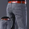 Moda jeans masculino estilo coreano em linha reta cinza calças de cintura média masculino casual denim 240315