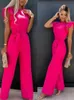 Summer Short Sleeve Wide Leg Jumpsuit For Women Elegant Romper Vintage Streetwear Jumpsuits Overalls Jump Suit Woman 240307