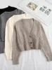 Kvinnors stickor Kort stil med hög midja Slim Plastic Sweater Women 2024 Spring Single-Breasted Sticked Cardigan Twist liten jacka