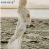 Dress Beach Cover Ups koronkowe kimono macierzyńskie szatę mama szata białe koronkowe frędzle osłony fotografię mamusi szaty