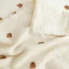 毛布135 85cm生まれたベビーブランケット韓国のクマの刺繍の子供たちは綿の寝具のアクセサリーを眠っています