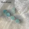 Серьги-гвоздики Mankuu, модные 925 посеребренные платиновые нерегулярные натуральные целебные хрустальные камни, амазонит, драгоценный камень, женские ювелирные изделия