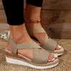 Sandalet Kadın Açık Toe Platform Kama 2024 Yaz artı Boyutu Kadınlar İçin Espadriller Retro Açık Mekanlar Günlük Ayakkabı