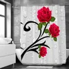 Duş Perdeleri Suluboya Sanat Gül Fabrikası Çiçek Banyo Dekorasyonu Baskılı Polyester Kumaş Perde 180 180cm Kancalar