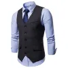 Vests Vest Dark Single Breasted Blended Mens Vest Denim Jeans Waistcoat Jacket Slim Fit Casual Formal Business Vest Man