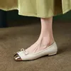 Casual Shoes Women Flats Gold Toe Boat Ladies Bow Slip On Flat Single Square Female Style Office