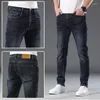 Jeans masculinos 2024 azul clássico simples all-match escritório negócios casual qualidade high-end elástico calças retas