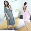 Dames Nachtkleding Modal Zwart Nachtkleding Meisjes Losse lange nachtjapon Zomer Korte mouw Ruglooze Sexy slaapshirt Grote maten 2XL 3XL Dames