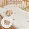 Drap-housse en coton de classe A, 1 pièce, couvre-lit matelassé et brodé pour bébé, literie pour pause déjeuner de la maternelle, 240304