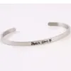 Beach Soul Stainless Engraved Bracelet with Fade Resistant Titanium Steel Inspirational Opening Hand Mantra Bracelet