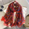 Sciarpe floreali Grandi scialli Sciarpa di seta sottile Donna Primavera Foulard 2024 Summer Beach Stole Moda femminile Hijab Protezione solare Avvolge Bufanda