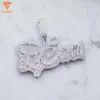 Factory Custom Fashion Jewelry Sier Round&Baguette Cut VVS Moissanite Hiphop Double-Deck 3D Letter Pendant For Necklace