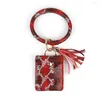 Nyckelringar Key Chain Card Holder Snake Print Pu Leather Armband Bag Tassel Bangle Pocket Change Purse