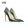 Boots Chaussures pour femmes 2023 Vert Green Great Cuir High Heels Retro Brown Poighed Tee Stiletto confortable Concese Concise Elegant Office Pumps