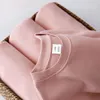 Reine Baumwolle männer Hoodie Herbst Trendy Marke Dünne Rundhals Langarm T-shirt Männlichen Studenten Plüsch T-shirt Trend Top weibliche