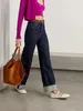 Женские джинсы, широкие джинсовые брюки, 2024, эластичные, со средней талией, с завитками, свободные повседневные длинные прямые