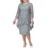 New Dress Large Womens Evening Lace Embroidered Two Piece Set Temperament Commuter Slim Fit