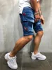 Summer Mens Stretch Ripped Short Jeans Streetwear Pocket Fashion Hip-Hop Blue Slim Denim Shorts Brand Clothes Mane 240313