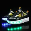 HBP Non-Brand USB Rechargeable LED Light Up Kids flashing roller skating shoes Wheel Skate Sneakers Wheels Shoes for BoysGirls