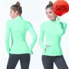 2024 Allinea lululemenI Giacca da yoga a maniche lunghe da donna Tinta unita Sport nudo Modellatura Vita stretta Fiess Allentato Jogging Abbigliamento sportivo Tendenza moda dig665