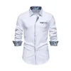 Chemises décontractées pour hommes Chemise design à revers Style rétro Printemps Automne avec impression de couleur contrastée Coupe ajustée à simple boutonnage Longue pour formel